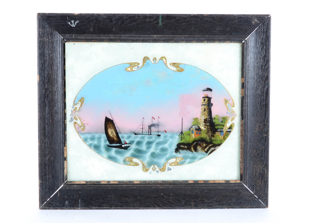 Mid-19th Century Reverse Glass Painting
