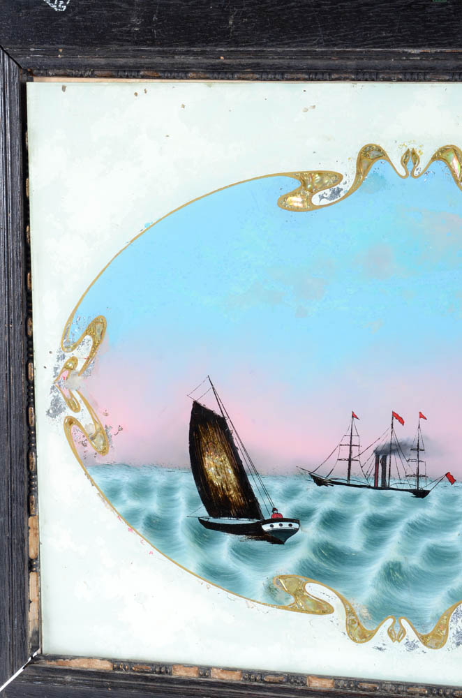 Mid-19th Century Reverse Glass Painting