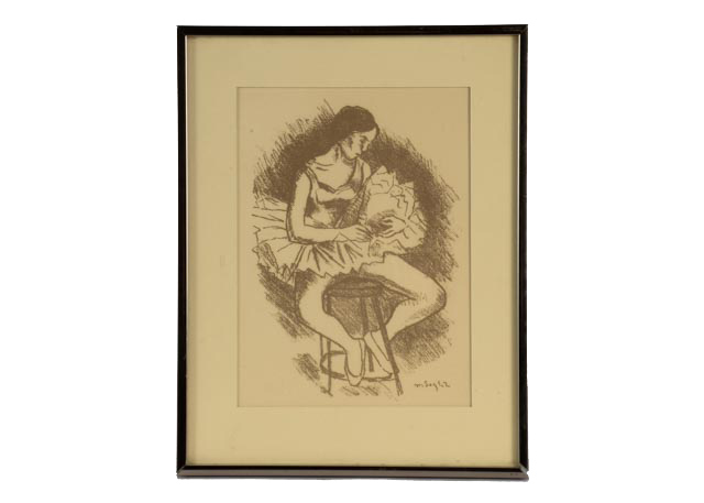 Moses Soyer Stone Lithograph "Seated Ballerina"