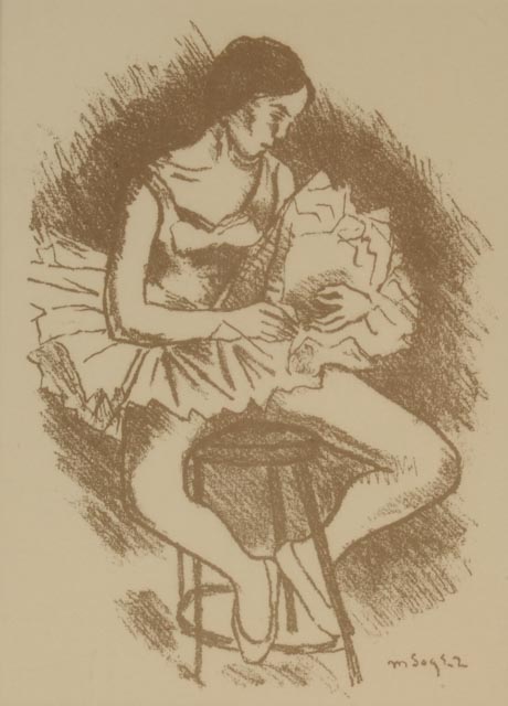 Moses Soyer Stone Lithograph "Seated Ballerina"