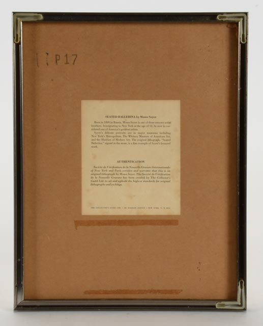 Moses Soyer Stone Lithograph "Seated Ballerina"