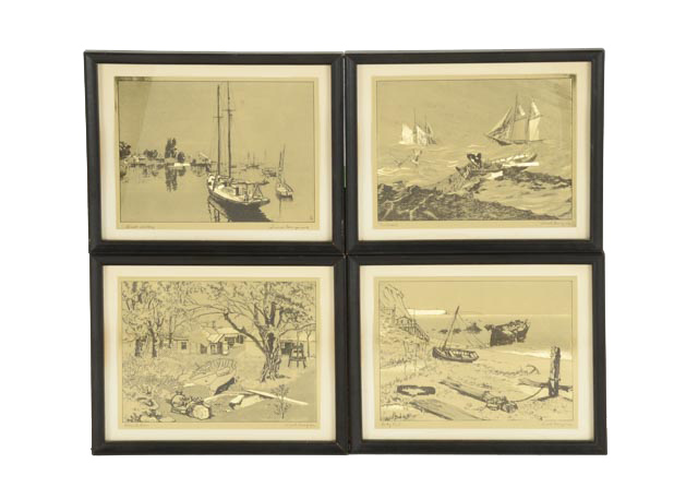 Quartet of Lionel Barrymore Gold Foil Etchings