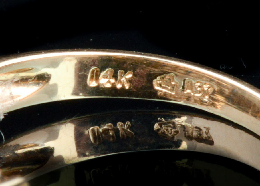 14K Yellow Gold Ring with 0.25 CTW Marquise Diamonds and Sapphires