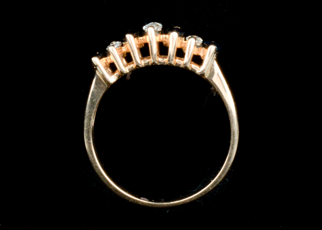 14K Yellow Gold Ring with 0.25 CTW Marquise Diamonds and Sapphires