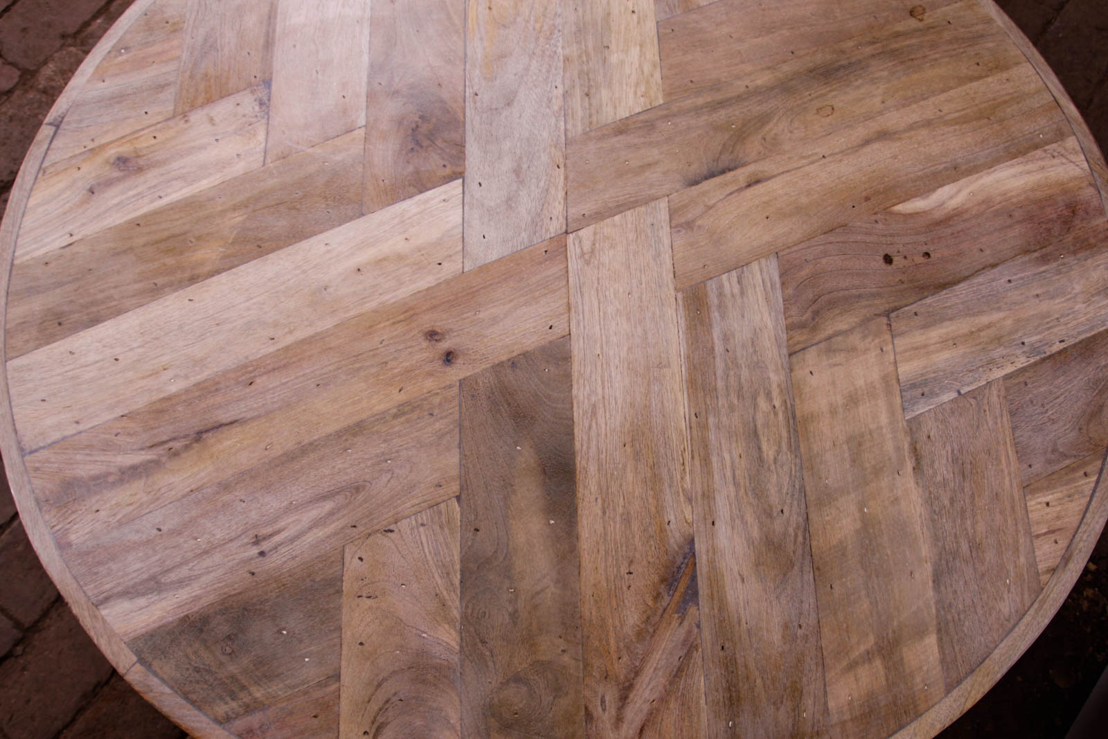 Modern Ash Circular Coffee Table with Brass Base