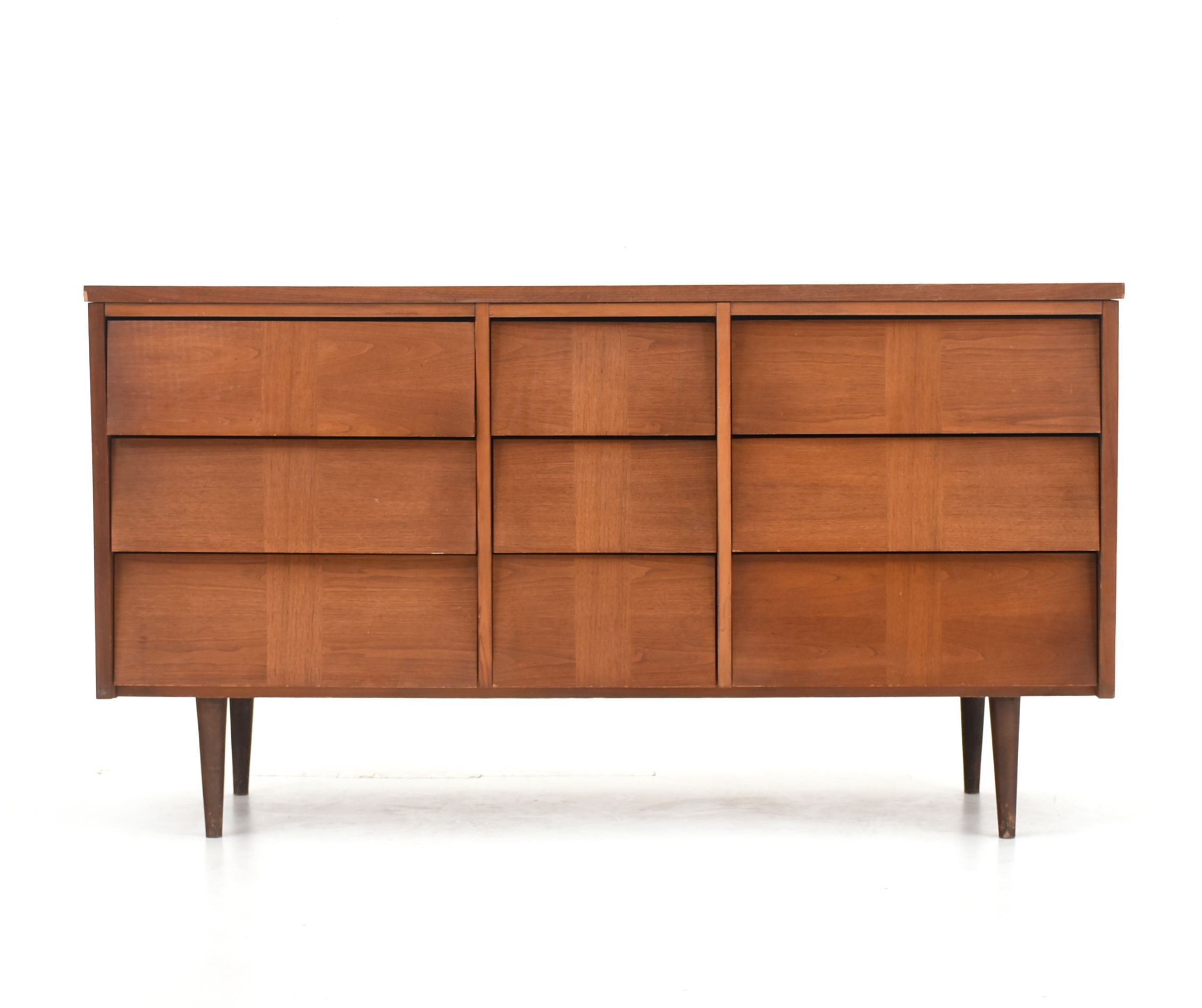 Mid-Century Modern Ward Furniture Walnut Triple Dresser