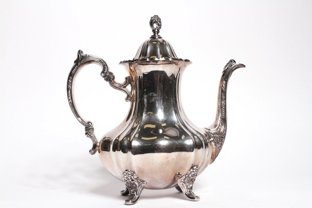 Antique Poole Silver Plated Lancaster Rose Tea Set