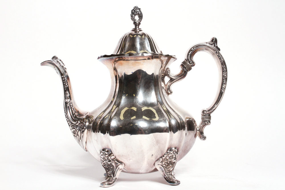 Antique Poole Silver Plated Lancaster Rose Tea Set