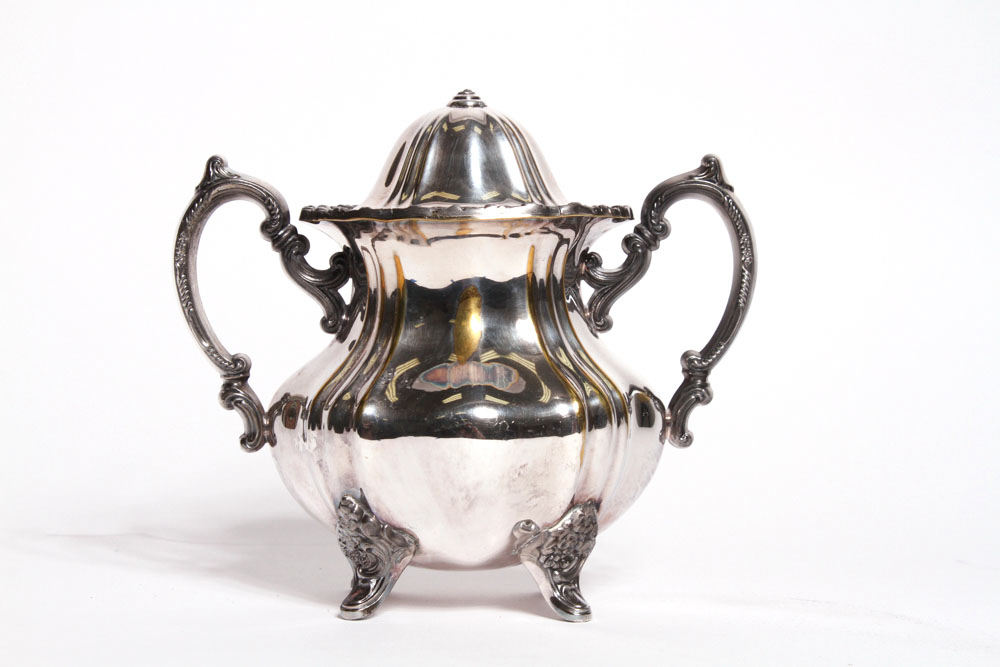 Antique Poole Silver Plated Lancaster Rose Tea Set