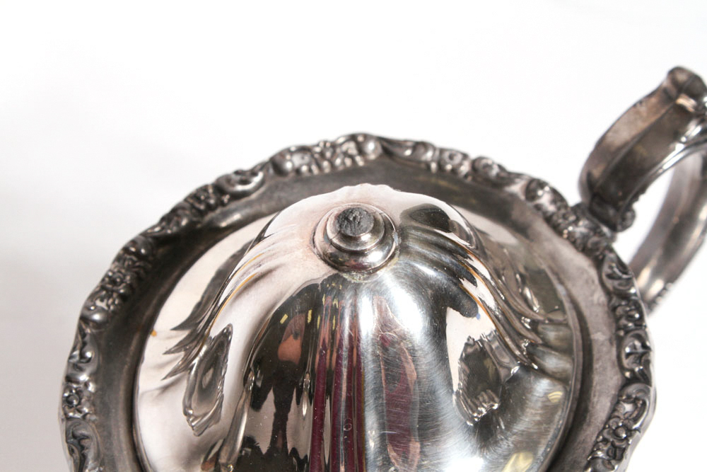 Antique Poole Silver Plated Lancaster Rose Tea Set