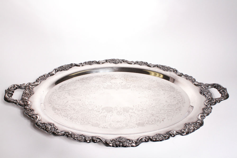 Antique Poole Silver Plated Lancaster Rose Tea Set