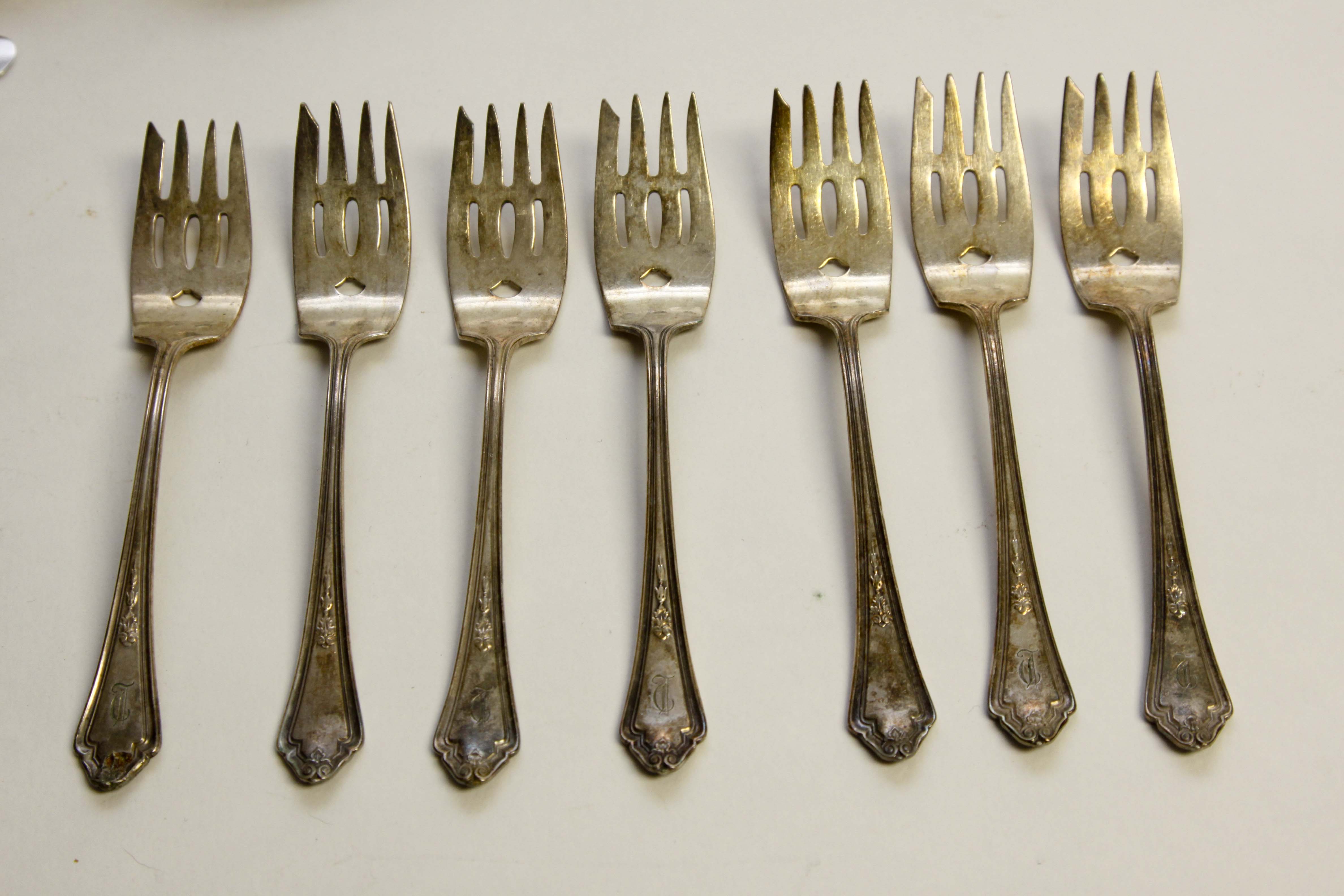 Sterling Silver Pearl Handle Serving Spoon and Silverplate Group