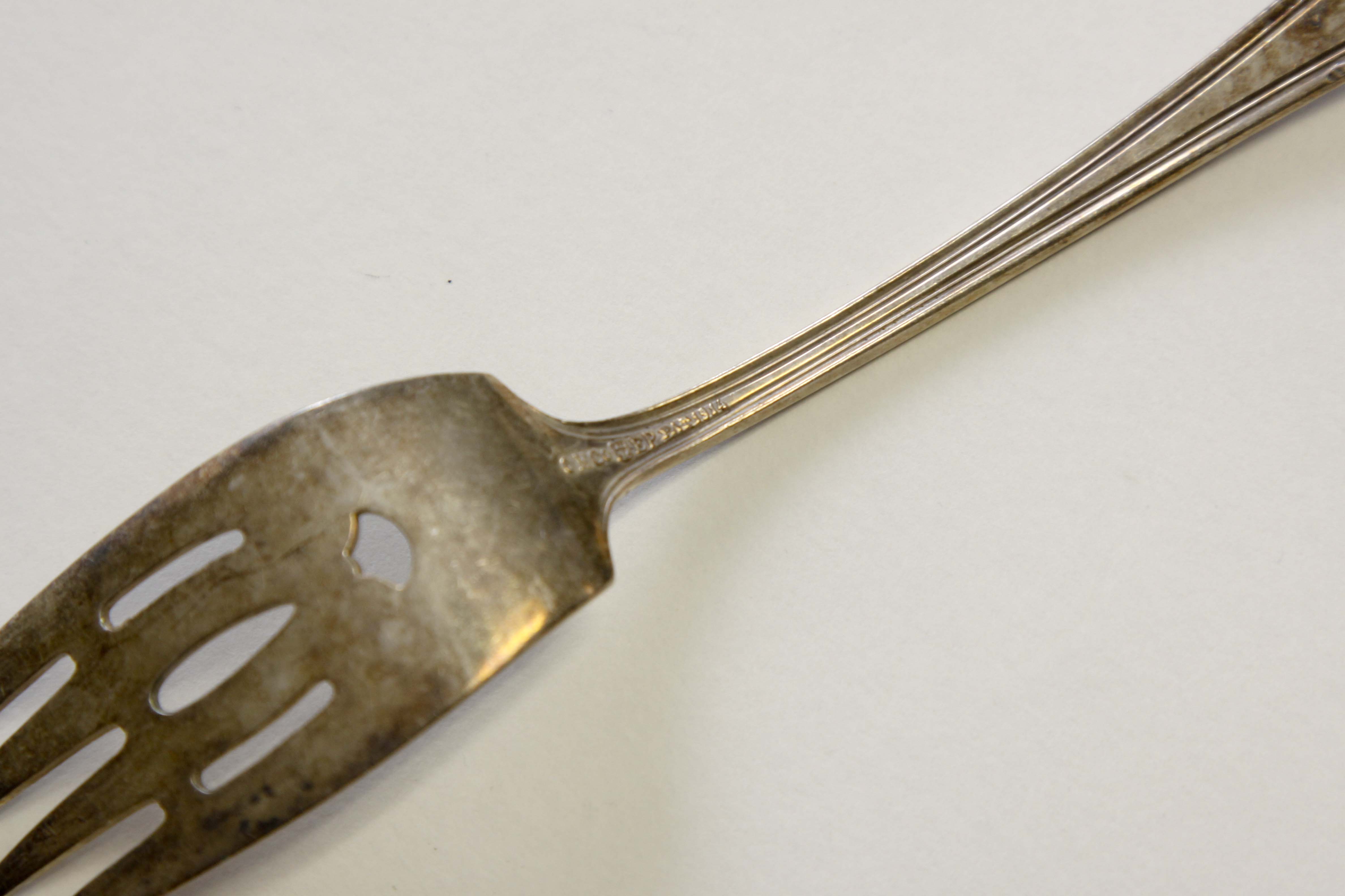 Sterling Silver Pearl Handle Serving Spoon and Silverplate Group