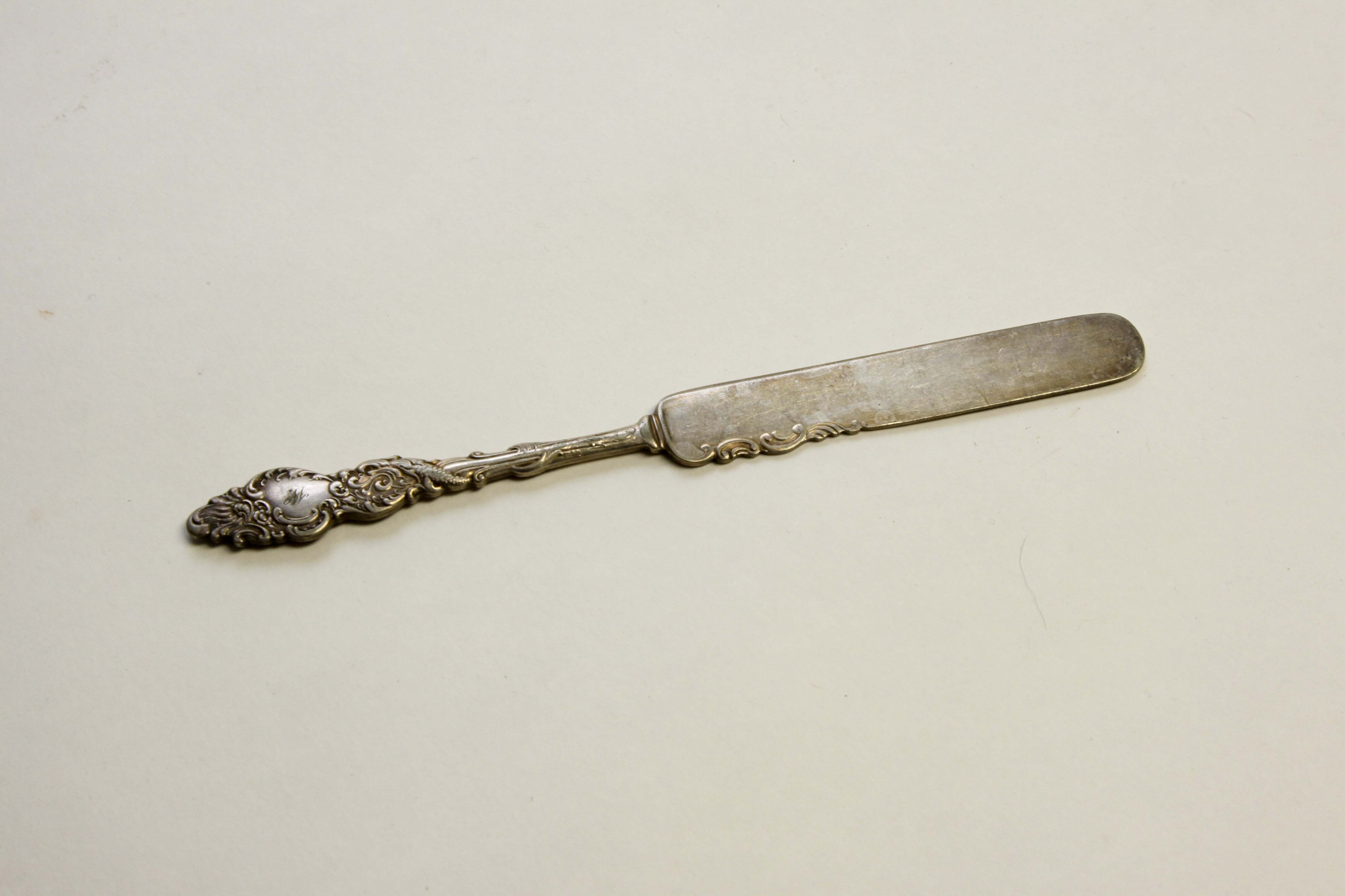 Sterling Silver Pearl Handle Serving Spoon and Silverplate Group