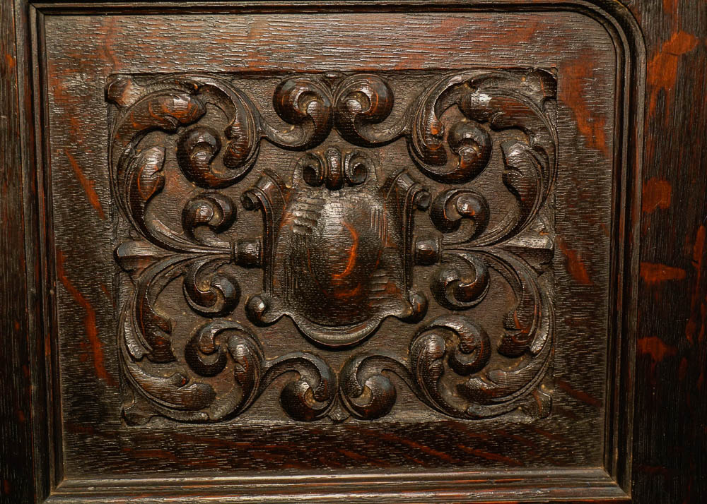 English Red Oak Revival Mirror Back Buffet