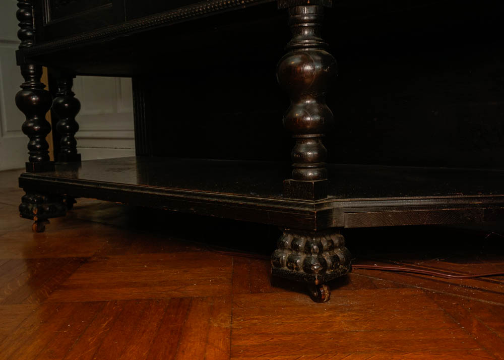 English Red Oak Revival Mirror Back Buffet