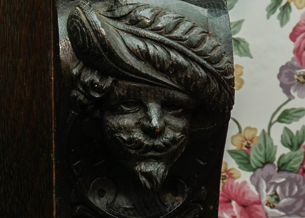 English Red Oak Revival Mirror Back Buffet