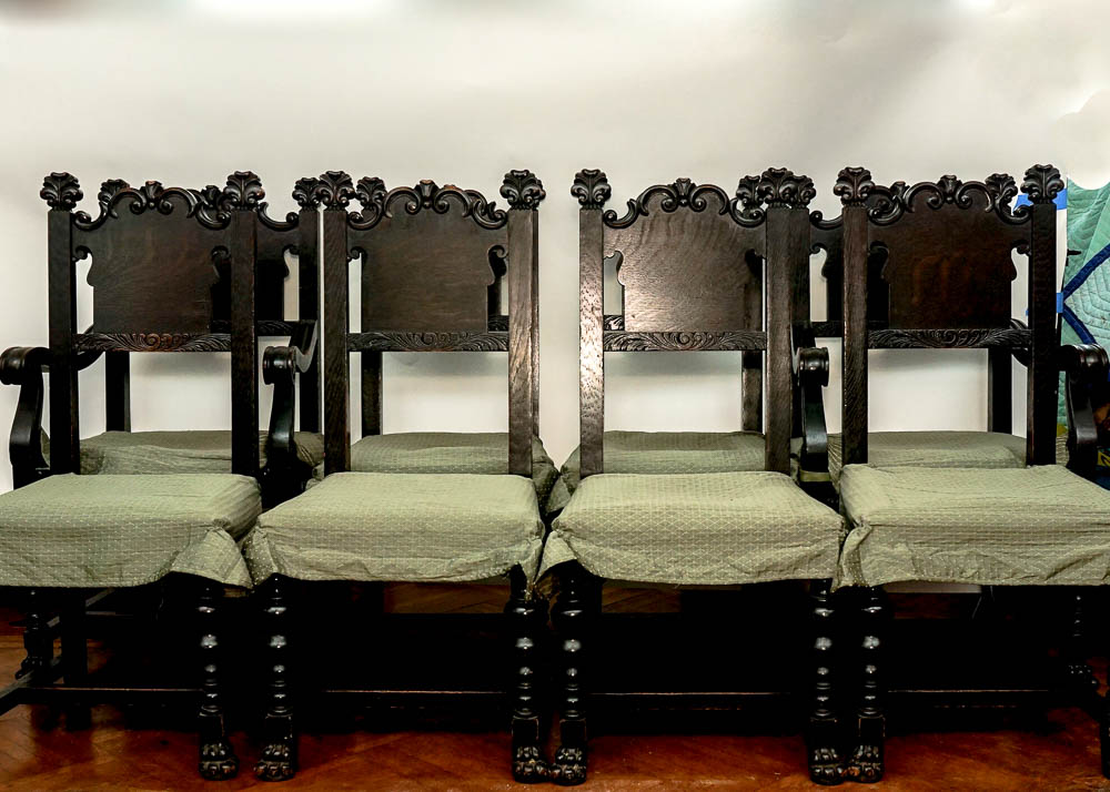 English Red Oak Revival Dining Chairs