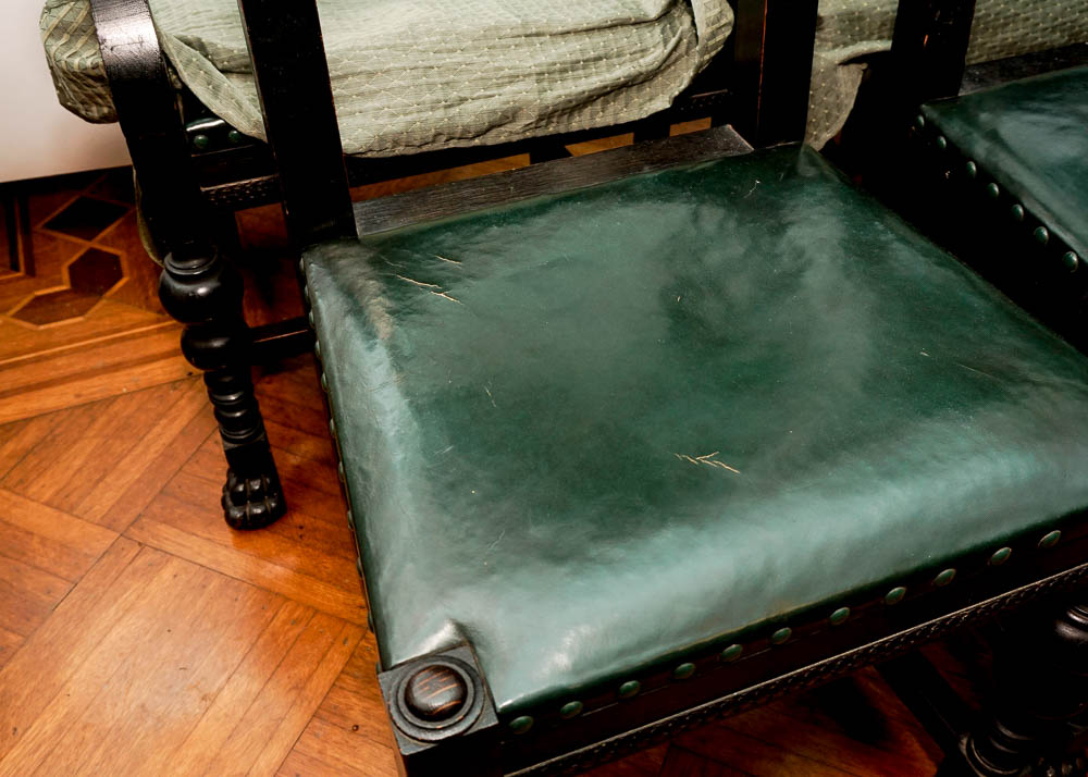 English Red Oak Revival Dining Chairs