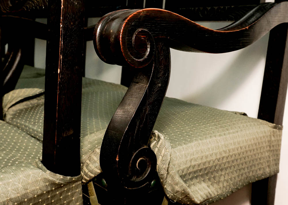 English Red Oak Revival Dining Chairs