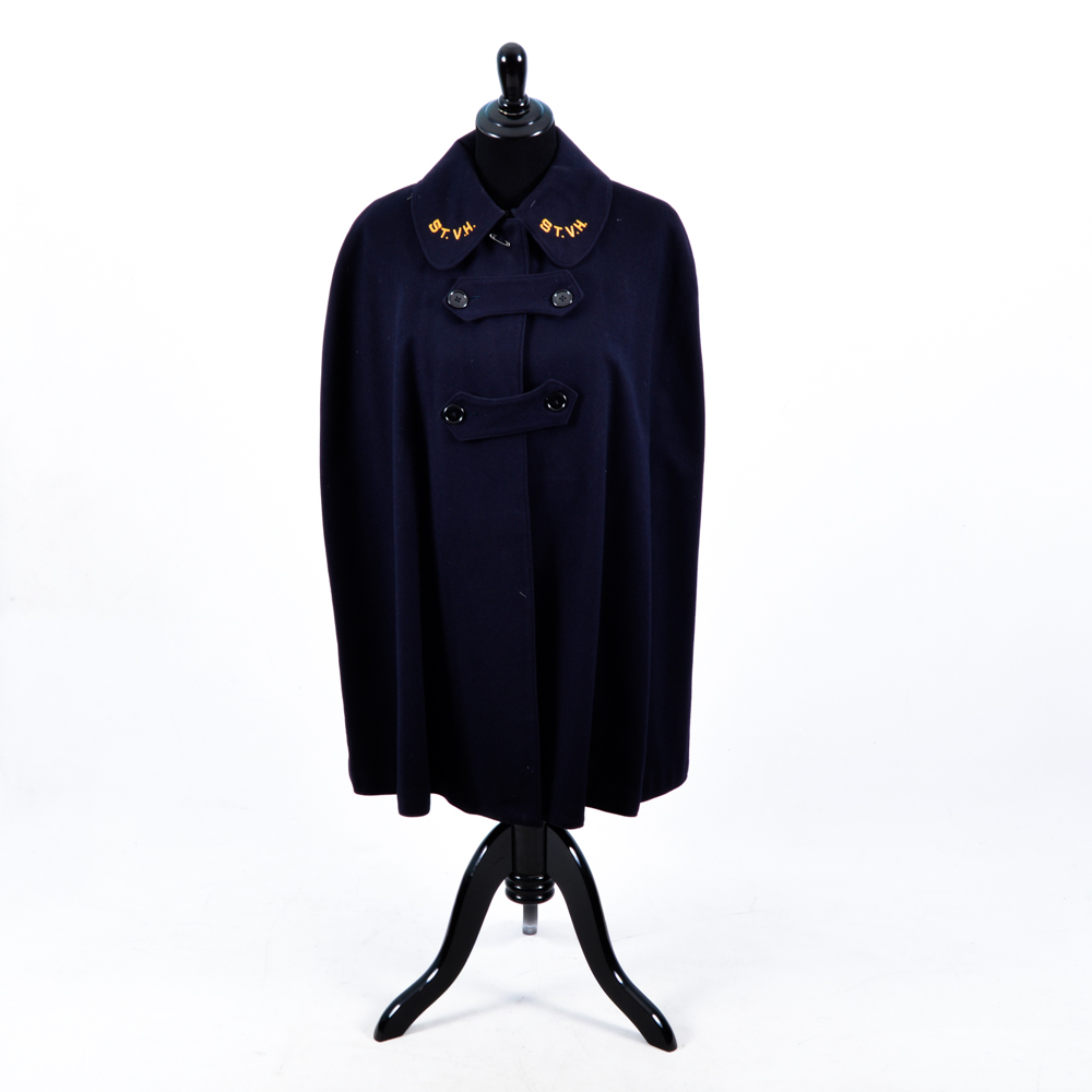 1950's Bruck's Navy Blue Wool Nurse's Cape