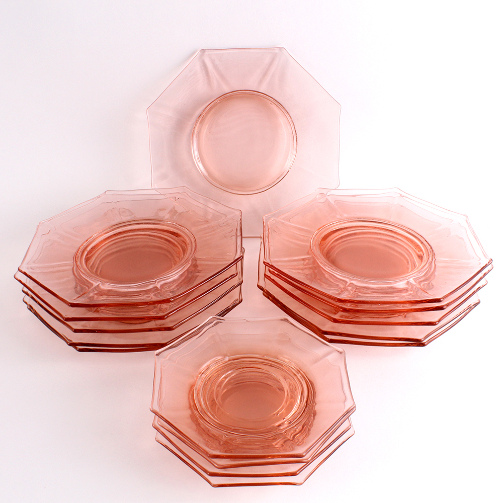 Pink Depression Glass Octagon Plates