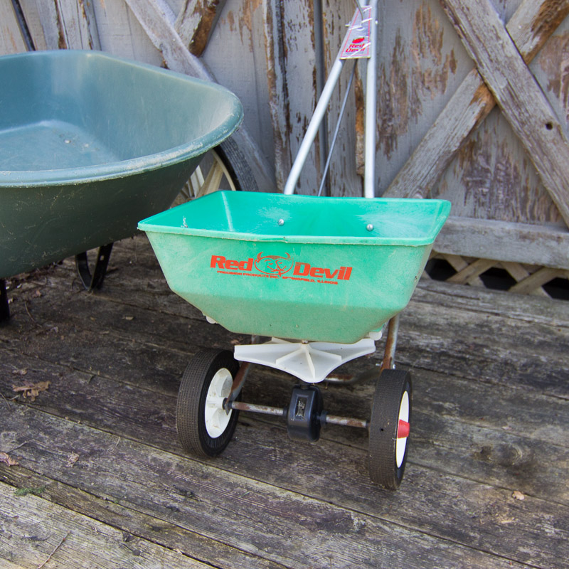 Wheelbarrow and Seed Spreader