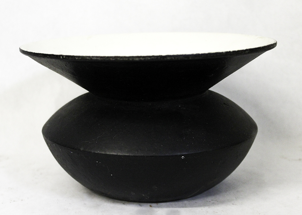 Antique Cast Iron Spittoon with White Enamel