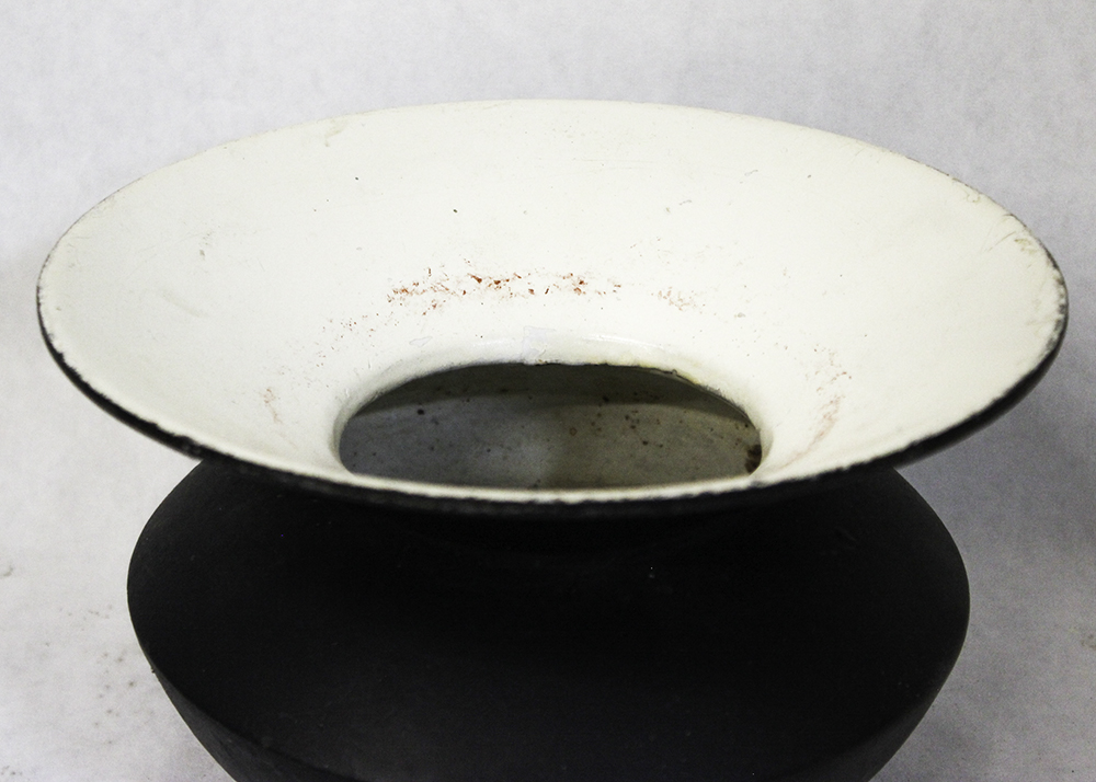 Antique Cast Iron Spittoon with White Enamel