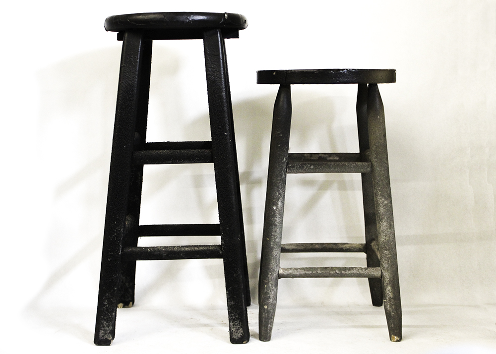 Pair of Industrial Style Wooden Stools