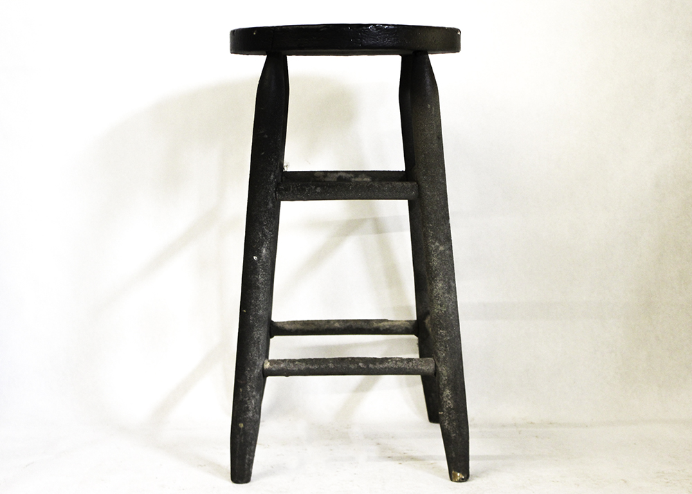 Pair of Industrial Style Wooden Stools