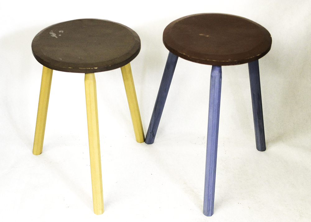 Pair of Handcrafted Welsh Inspired Wooden Stools by Notionmade