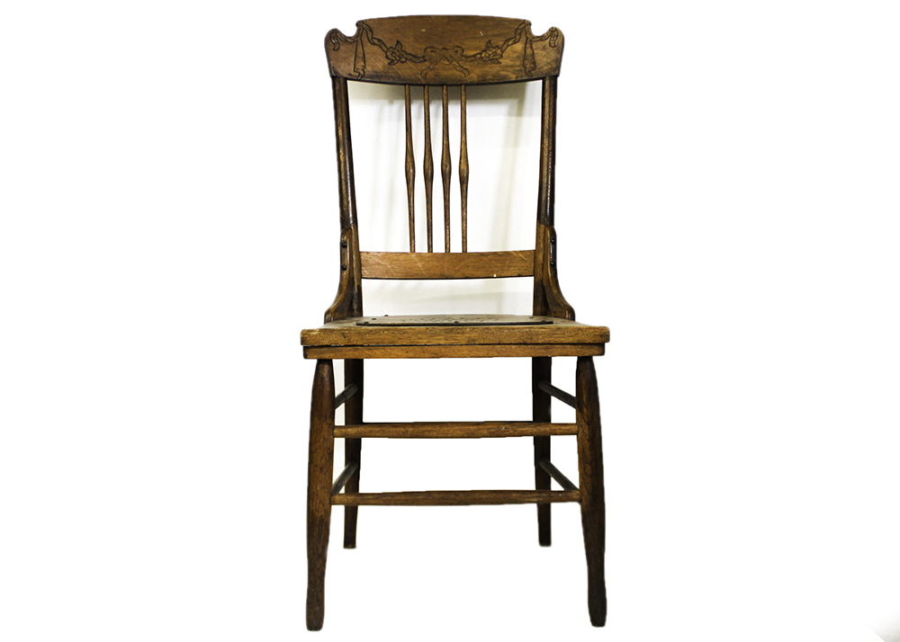 Pair of Antique Oak Press Back Chairs