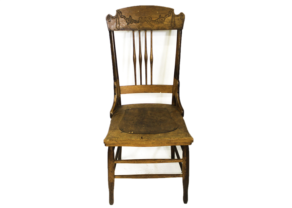 Pair of Antique Oak Press Back Chairs