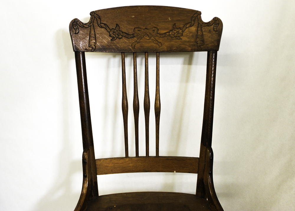 Pair of Antique Oak Press Back Chairs