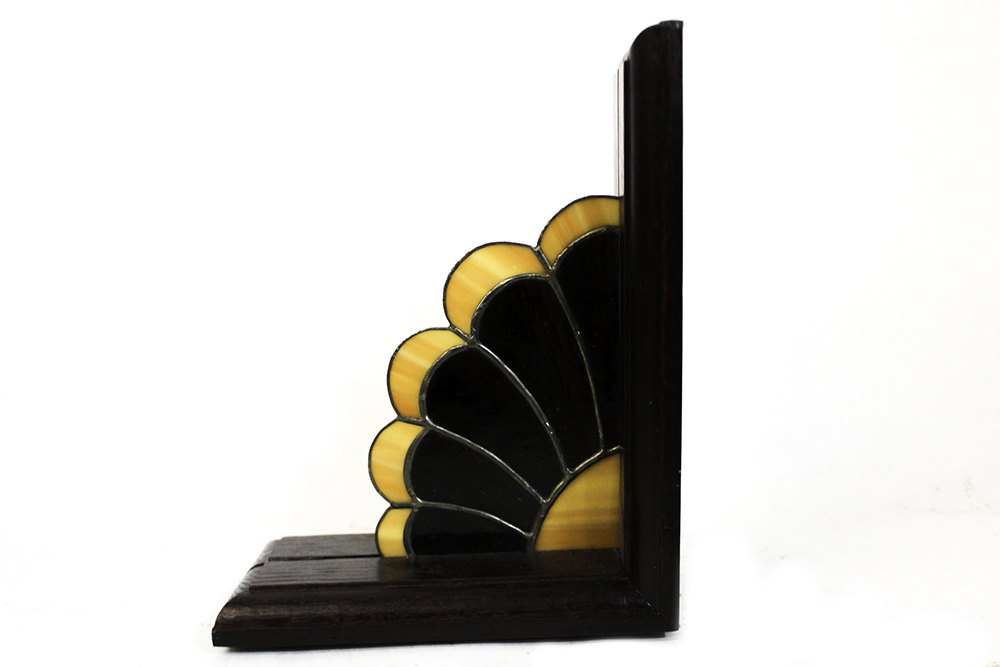 Arts and Crafts Style Slag Glass Bookends