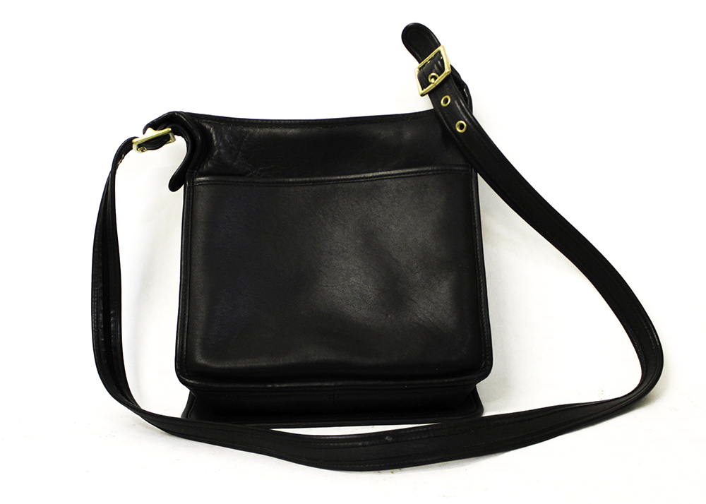 Vintage Black Leather Coach Crossbody Purse