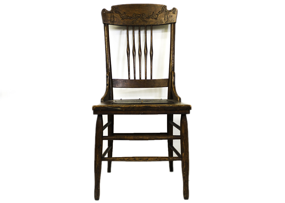 Pair of Antique Oak Press Back Chairs