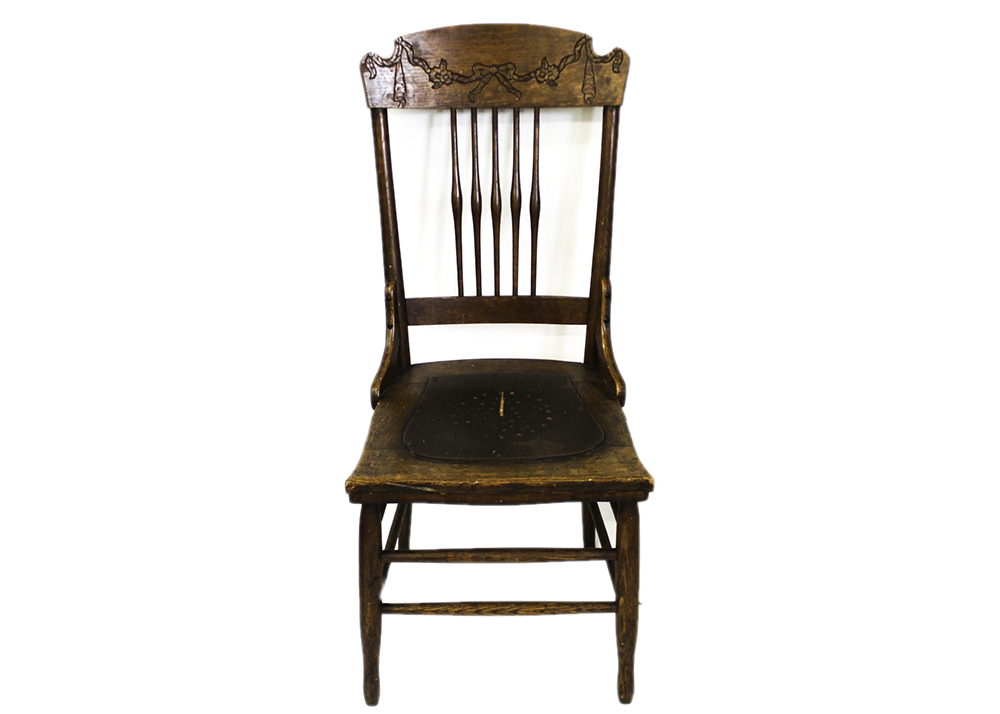 Pair of Antique Oak Press Back Chairs