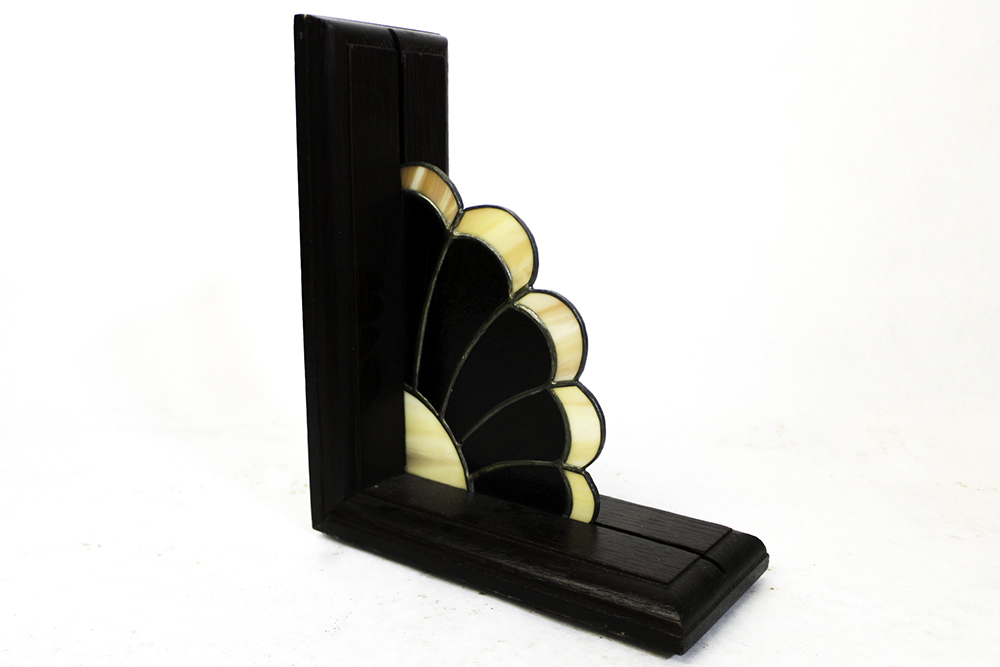 Arts and Crafts Style Slag Glass Bookends