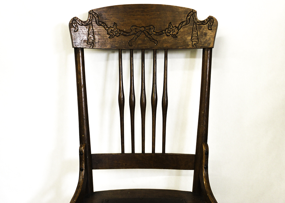 Pair of Antique Oak Press Back Chairs