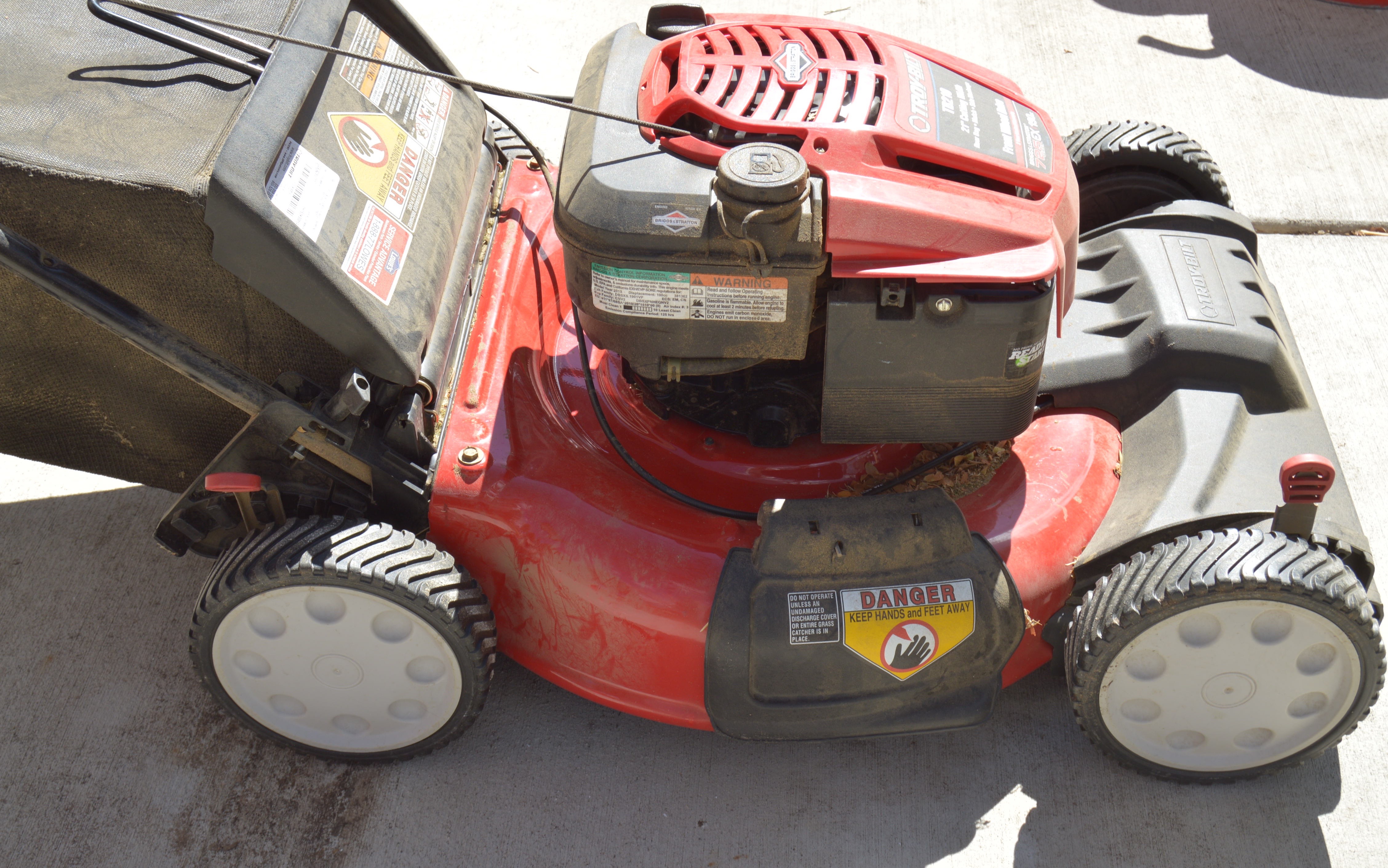 Troy Bilt Lawn Mower and Gas Cans