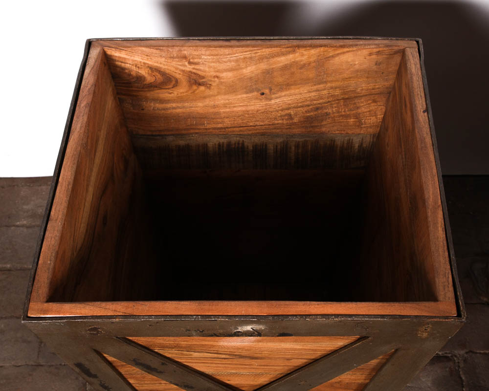 Greenhouse Teak and Cast Iron Bins