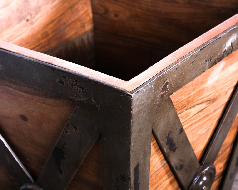 Greenhouse Teak and Cast Iron Bins