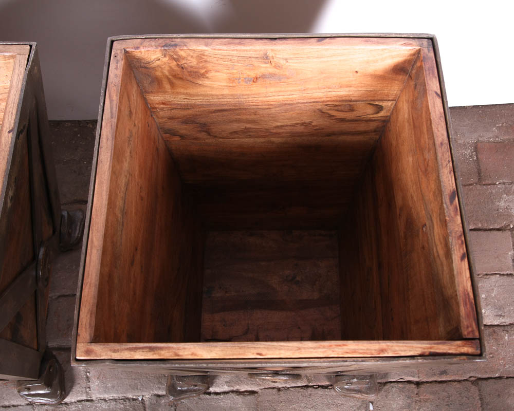 Greenhouse Teak and Cast Iron Bins