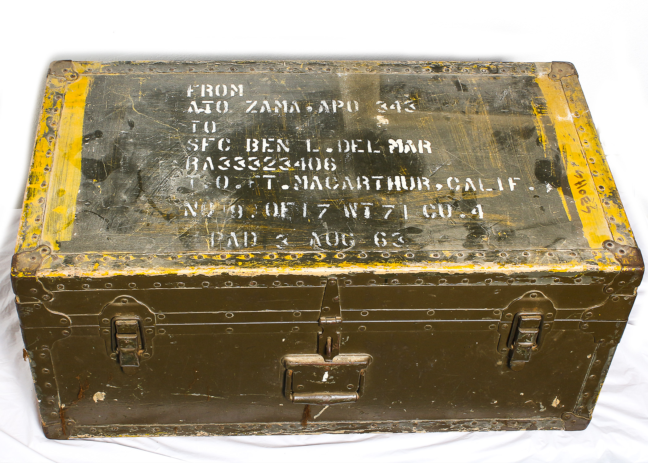 Vintage 1963 Vietnam War Military Trunk
