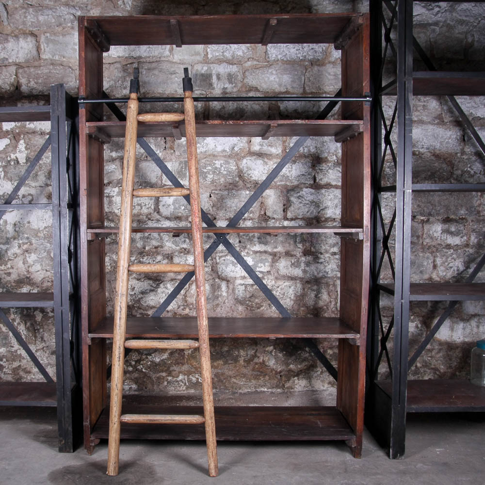 Rustic Wooden Shelf with Ladder