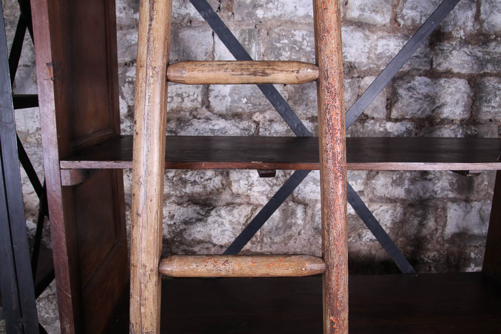 Rustic Wooden Shelf with Ladder