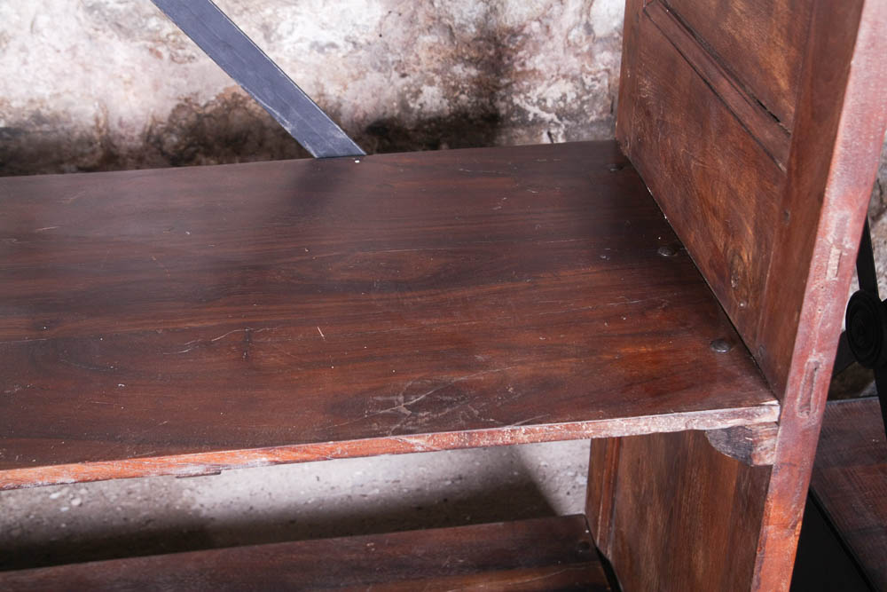 Rustic Wooden Shelf with Ladder