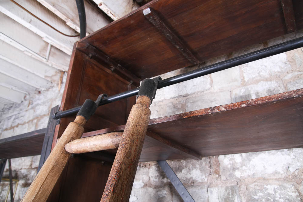 Rustic Wooden Shelf with Ladder